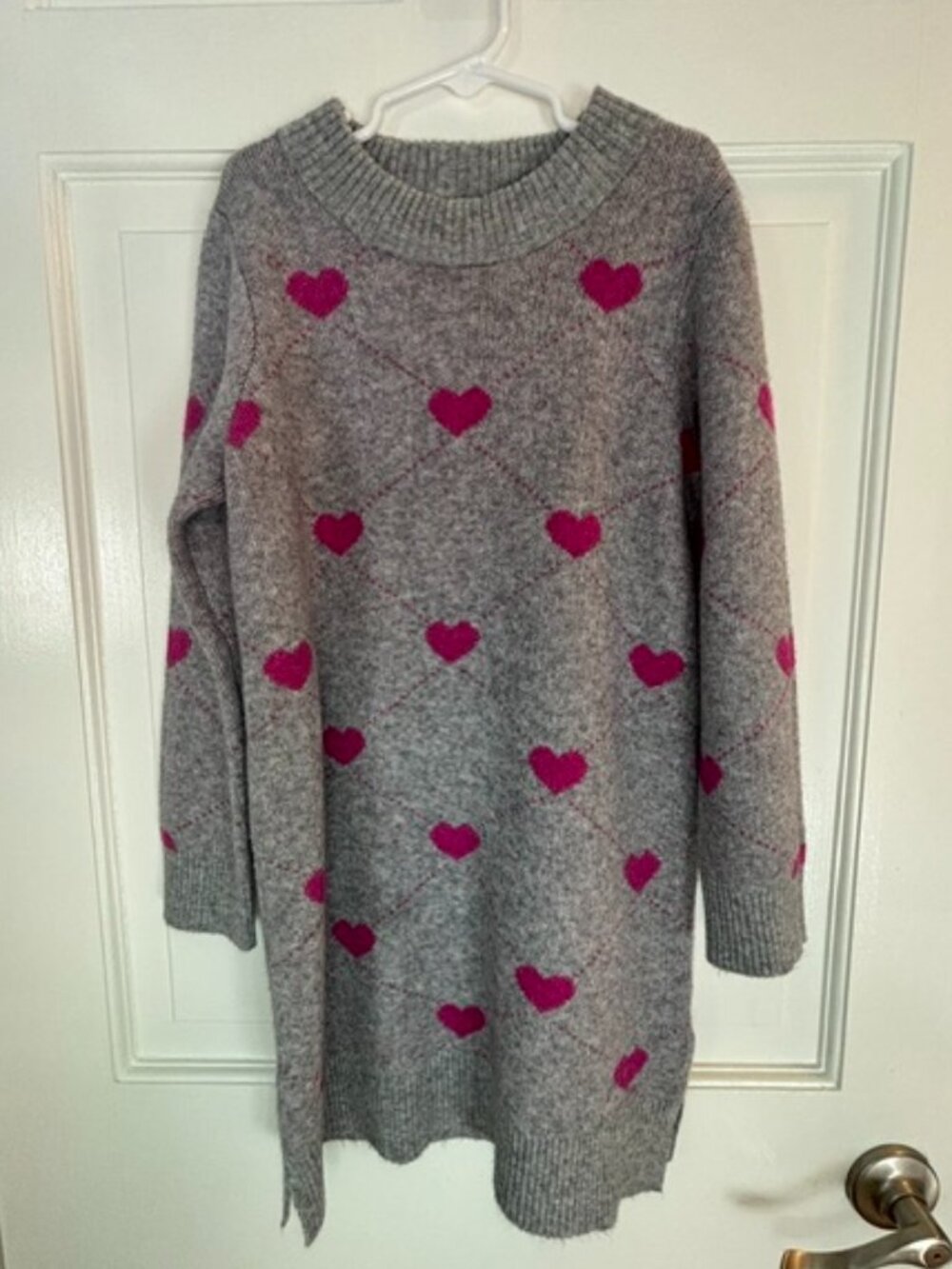 Crewcuts Girls’ Size 7 Gray Heart Sweater Dress NWT - Retail $98